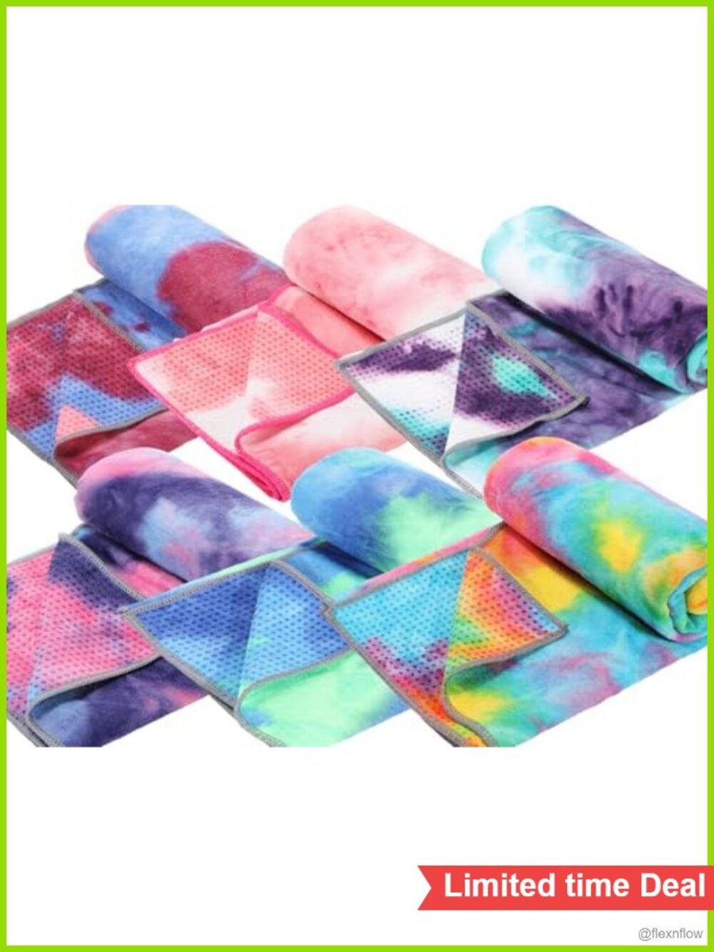 6 Pc Yoga Towels with Grip Dots 72x25 Inch Non Slip Microfiber Sweat Absorbent